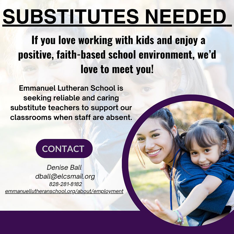 Substitutes Needed